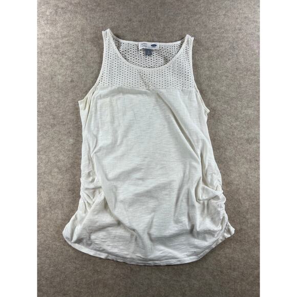 Old Navy Tops - Old Navy Maternity White Eyelet Detail Tank Top Size Large